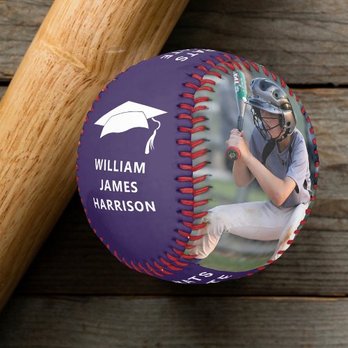 Graduation Congrats Personalized Photo Purple Baseball