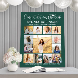 Graduation Congrats Photo Collage Dark Green Foam Board