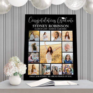 Graduation Congrats Photo Collage Modern Black Foam Board