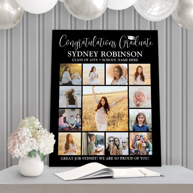 Graduation Congrats Photo Collage Modern Black Foam Board (Creator Uploaded)