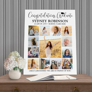 Graduation Congrats Photo Collage Modern White Foam Board