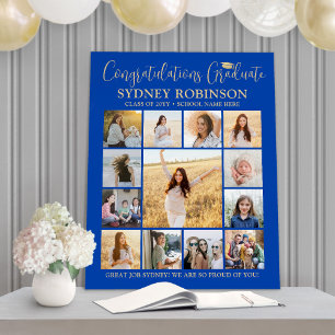 Graduation Congrats Photo Collage Royal Blue Gold Foam Board