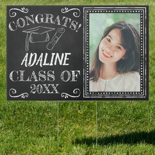 Graduation Congrats Photo Outdoor Yard Sign (Insitu)
