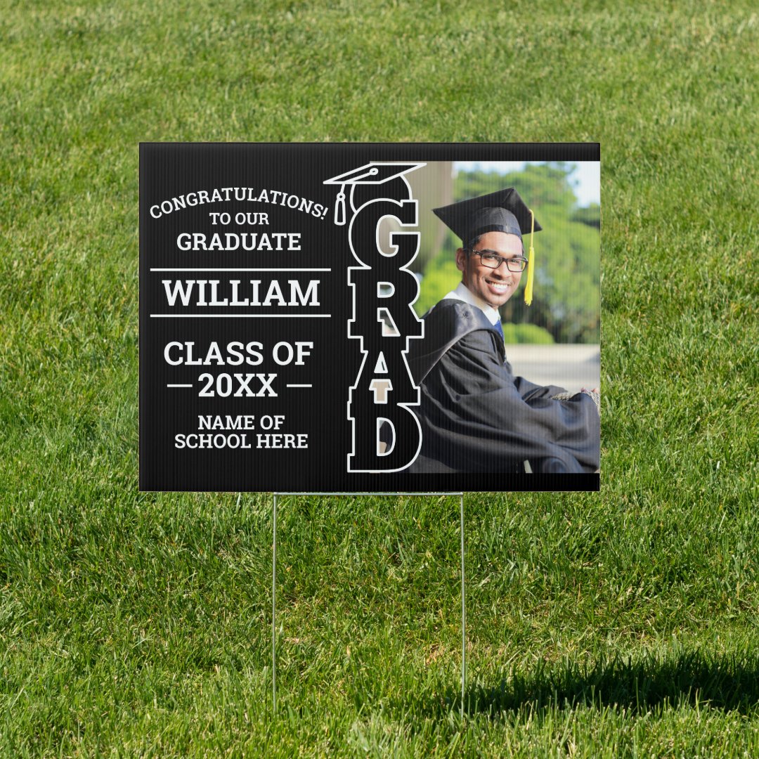 Graduation Congrats Photo Outdoor Yard Sign | Zazzle