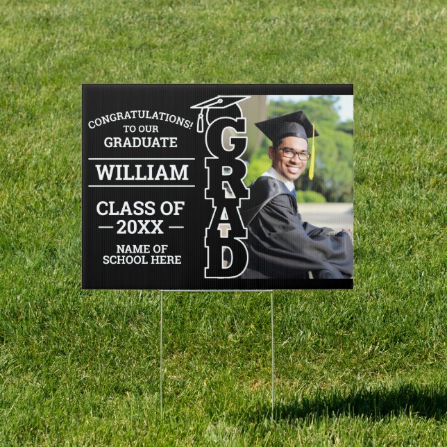 Graduation Congrats Photo Outdoor Yard Sign (Insitu)