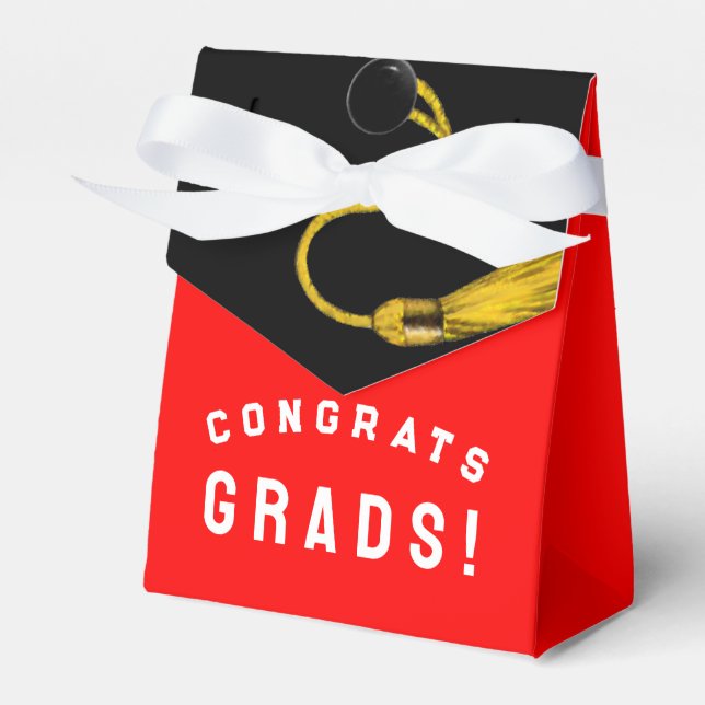 Graduation Congrats Red Favor Box (Front Side)