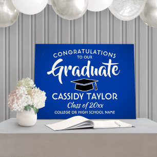 Graduation Congrats Royal Blue White and Black Foam Board
