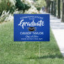 Graduation Congrats Royal Blue White & Black Yard Sign