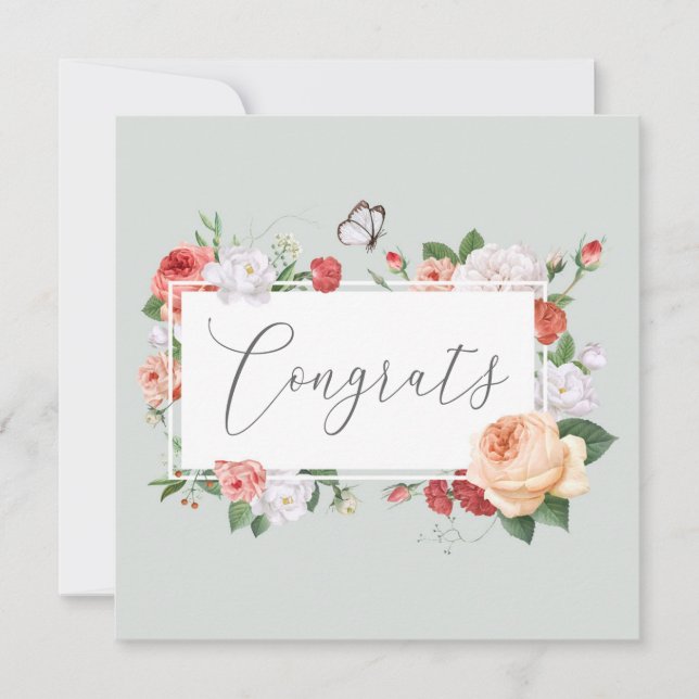 Graduation Congrats Soft Peach and Green Floral (Front)