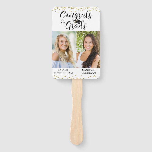 Graduation CONGRATS TO OUR GRADS 2 Photos Hand Fan (Front)