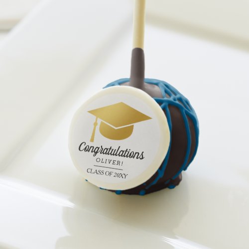 Graduation Congratulation Gold Hat Cap Name Cake Pops