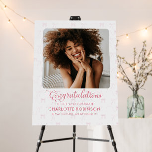 Graduation Congratulation Pink Bow Photo Foam Board