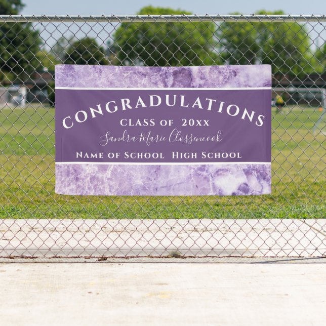 Graduation Congratulation  Purple Amethyst Crystal Banner (Insitu)