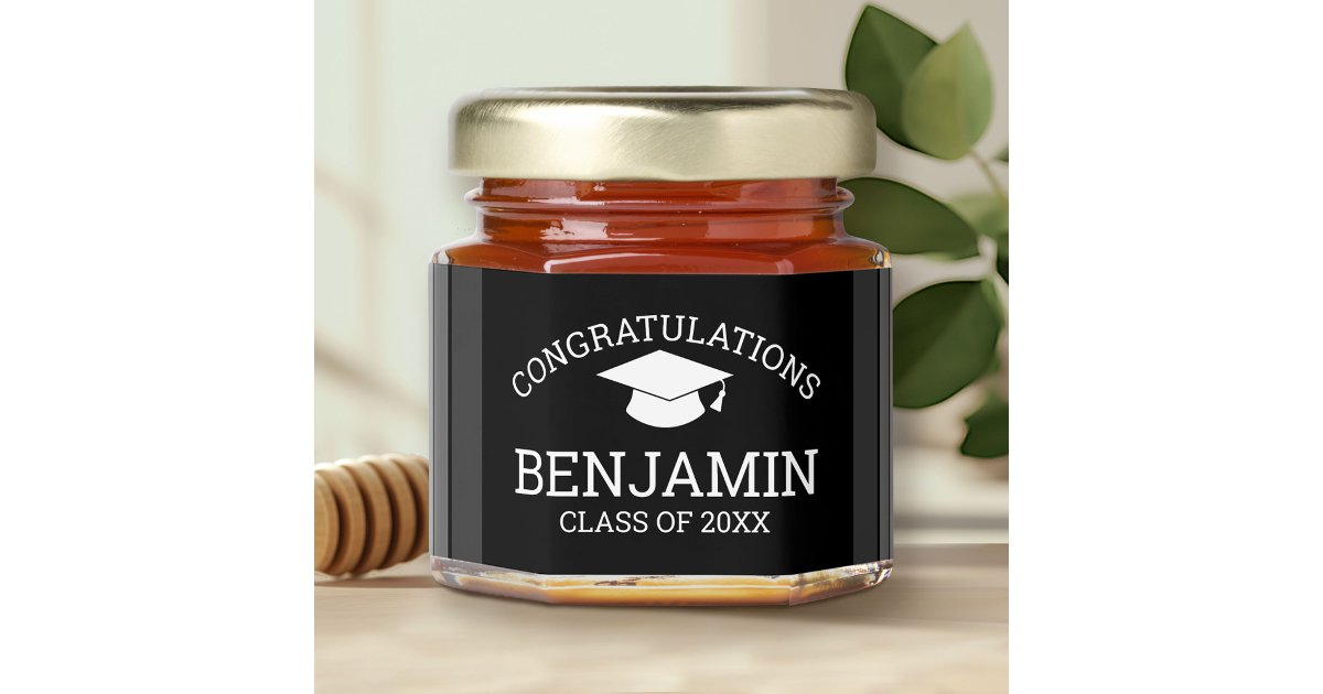 Graduation Congratulations Big Grad Name Honey Jar Favors | Zazzle