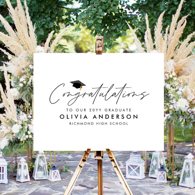 Graduation congratulations black and white modern foam board (Creator Uploaded)