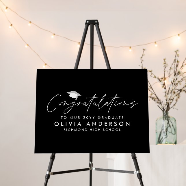 Graduation congratulations black and white modern foam board (In Situ (Stand))