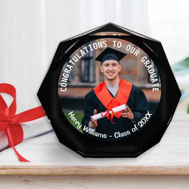 Graduation Congratulations Black Elegant Photo Acrylic Award (An elegant keepsake award for the new graduate, with custom name, photo and 'Class of' year)