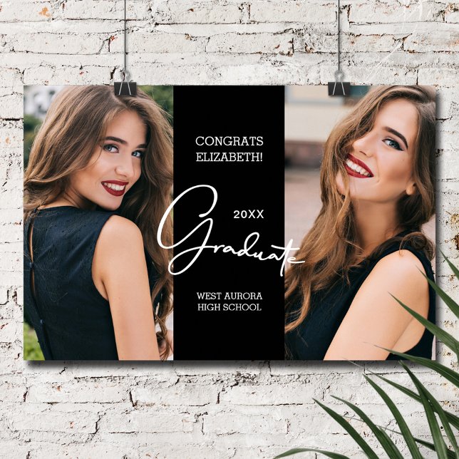 Graduation Congratulations Black Modern Photo Poster (Graduation Congratulations Black Modern Photo Poster, INSTANT DOWNLOAD and/or PRINTED)