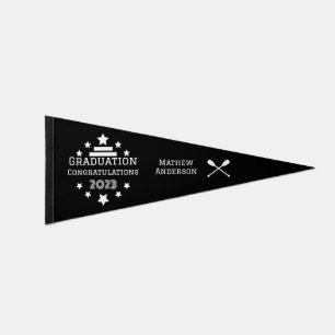 Graduation Congratulations Black Pennant Flag