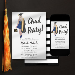 Graduation Congratulations Blond College Girl  Invitation