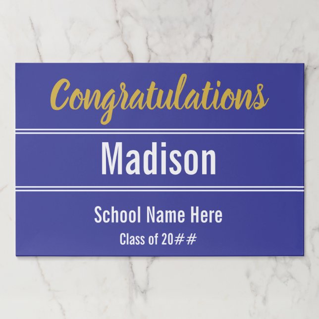 Graduation Congratulations Blue Placemat Paper Pad (Front)