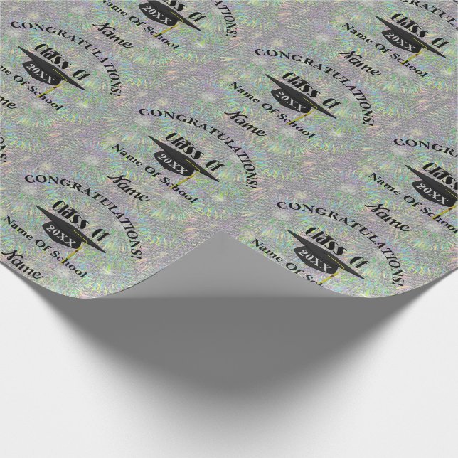 Graduation Congratulations Cap Tassel Personalized Wrapping Paper (Corner)