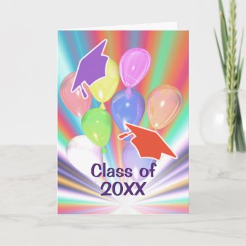 Graduation Congratulations Caps And Balloons Card by Peerdrops at Zazzle