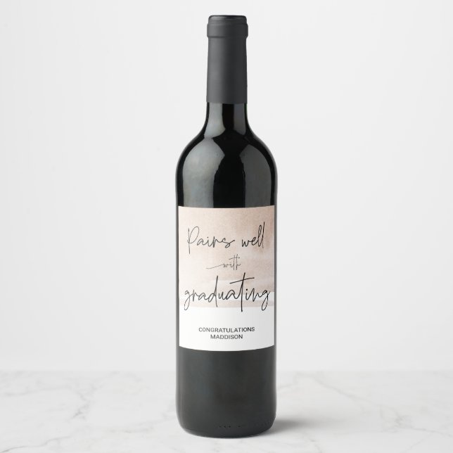 Graduation Congratulations College Graduate Gift W Wine Label (Front)