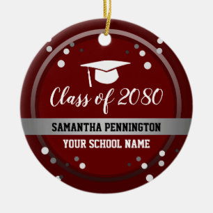 Graduation Congratulations Confetti Red Ceramic Ornament