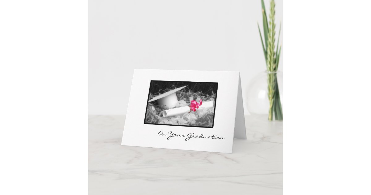 Graduation Congratulations Diploma Pink Ribbon Card | Zazzle