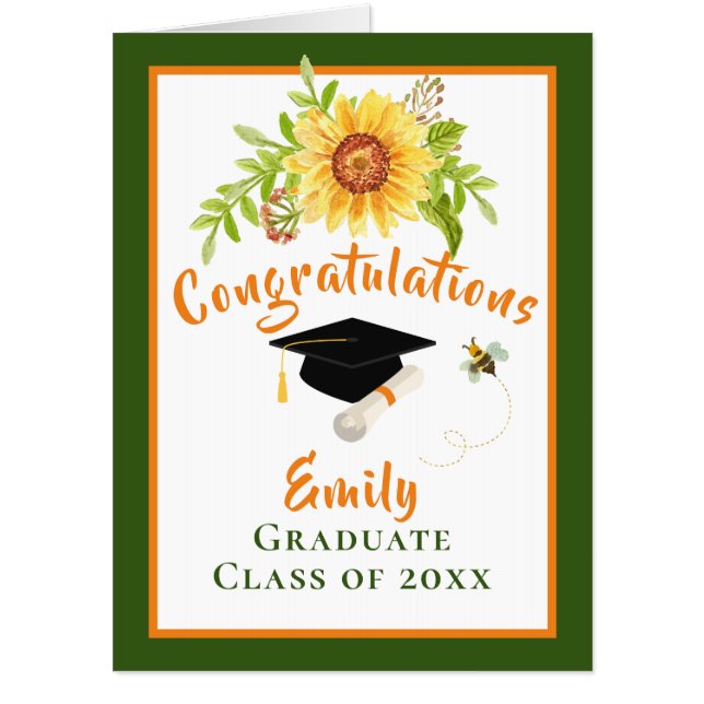 Graduation Congratulations Floral Sunflower Big Card (Front)