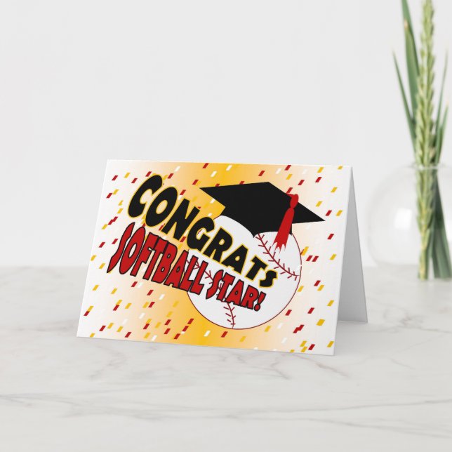 Graduation Congratulations for a Softball Star Card (Front)