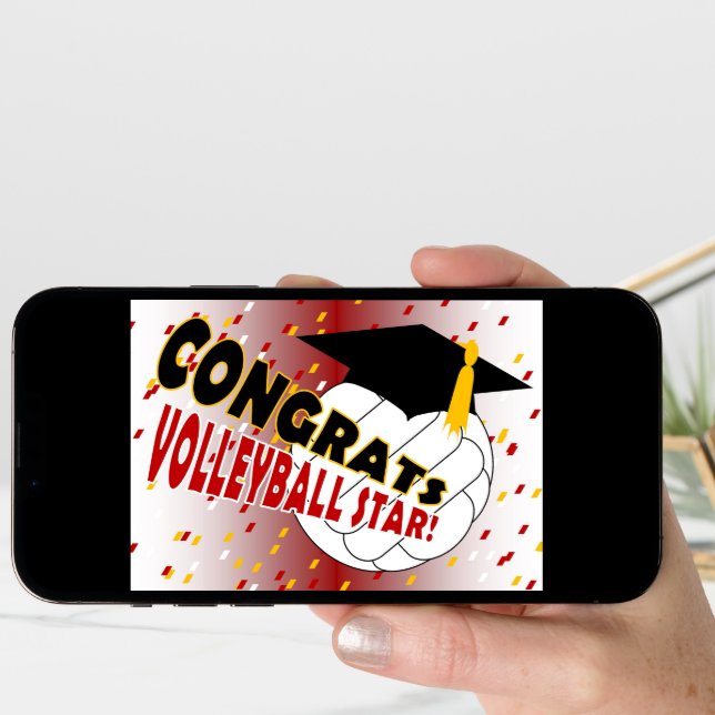 Graduation Congratulations for a Volleyball Star Card (Front Digital)