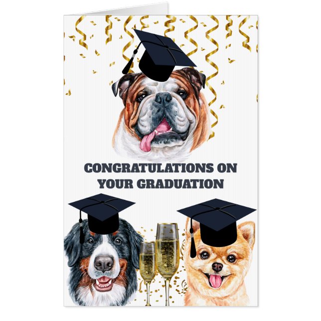 Graduation congratulations funny British dogs Card (Front)