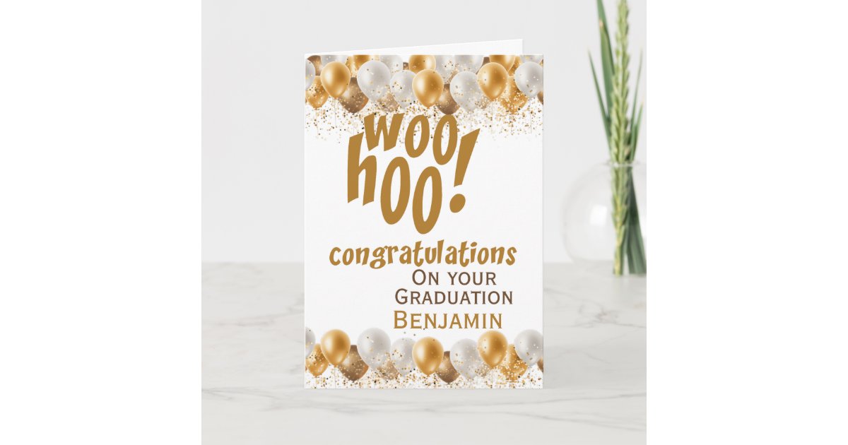 Graduation Congratulations Gold Balloon Card | Zazzle