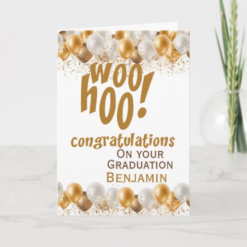 Graduation Congratulations Gold Balloon Card