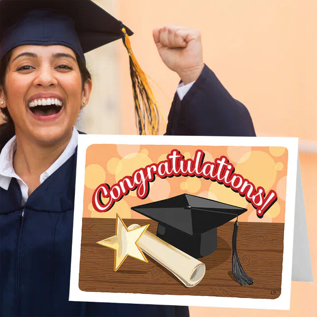 Graduation Congratulations Gold Star Card | Zazzle