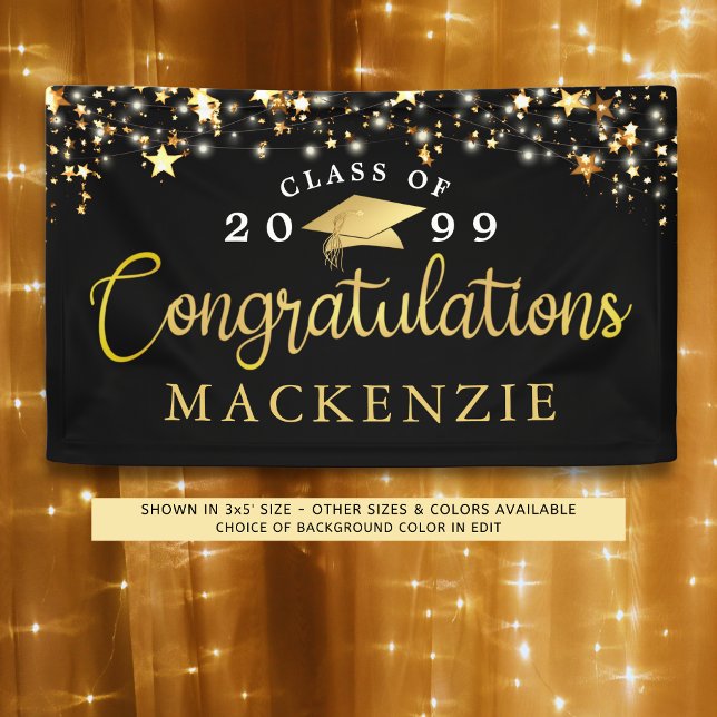 Graduation Congratulations Gold Stars Custom Color Banner (Creator Uploaded)