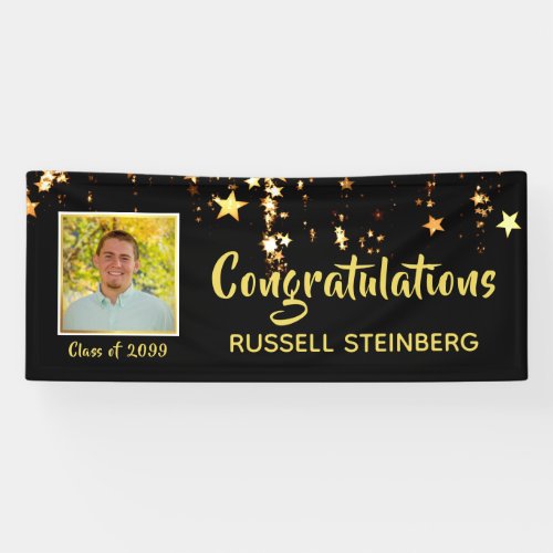 Graduation Congratulations  Gold Stars  Photo Banner