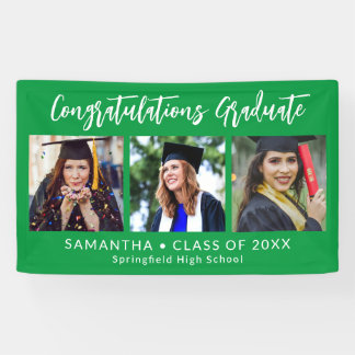 Graduation Congratulations Graduate 3 Photo Green Banner