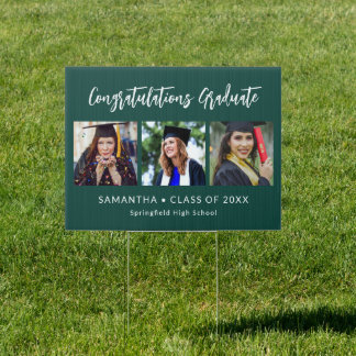 Graduation Congratulations Graduate 3 Photo Green Sign