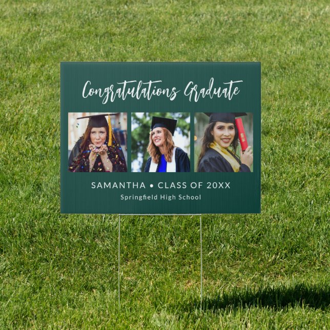 Graduation Congratulations Graduate 3 Photo Green  Sign (Insitu)