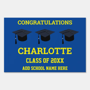 Graduation Congratulations Graduate Blue Gold Sign