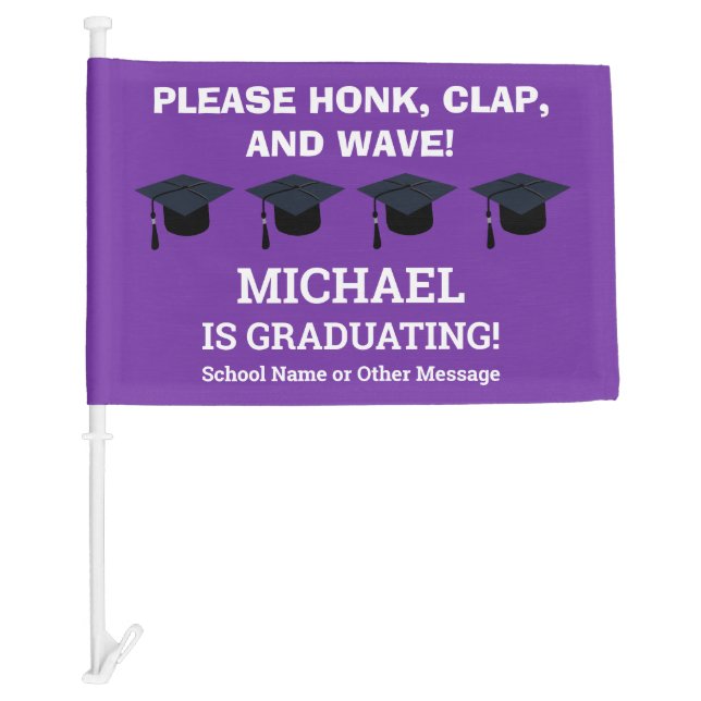Graduation Congratulations Graduate Honk Wave Car Flag (Front)