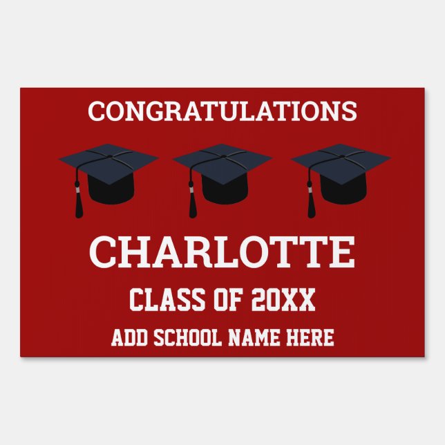 Graduation Congratulations Graduate Red Party Sign (Front)