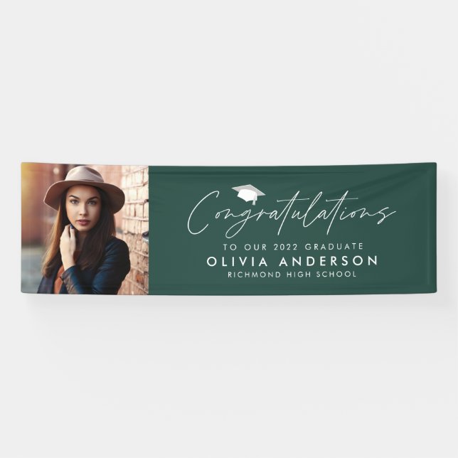 Graduation congratulations green modern photo banner (Horizontal)