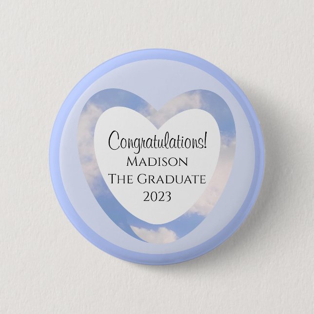 Graduation Congratulations Light Blue Sky Button (Front)