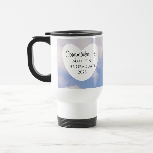Graduation Congratulations Light Blue Sky Travel Mug (Left)