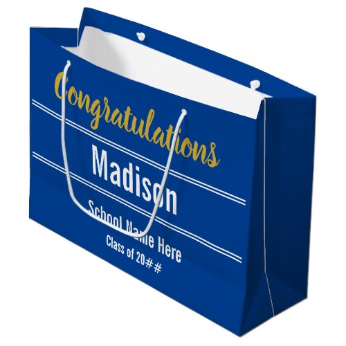Graduation Congratulations on Blue and White Large Gift Bag