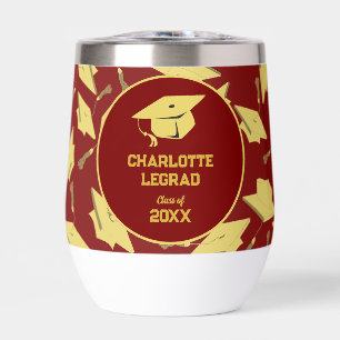 Graduation Congratulations Personalize Maroon Gold Thermal Wine Tumbler
